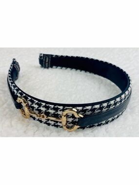 (NWOT) Handmade Black/White/Gold Houndstooth Horse Bit Headband